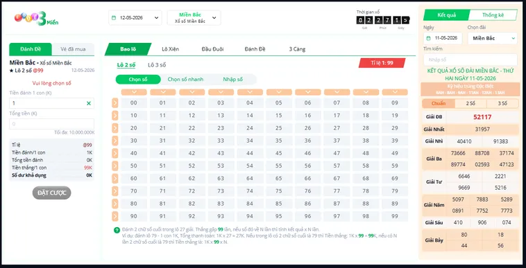Lô Đề 3 Miền Tại VaoBet Sân Chơi Số Học Đỉnh Cao Với Tỷ Lệ Ăn Khủng