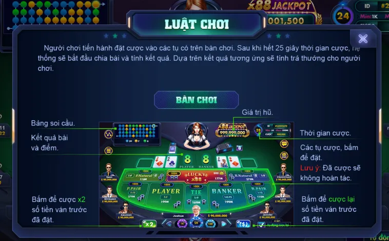 Trải Nghiệm Siêu Phẩm Nổ Hũ Baccarat Lucky 88 Tại VaoBet Đầy Hấp Dẫn