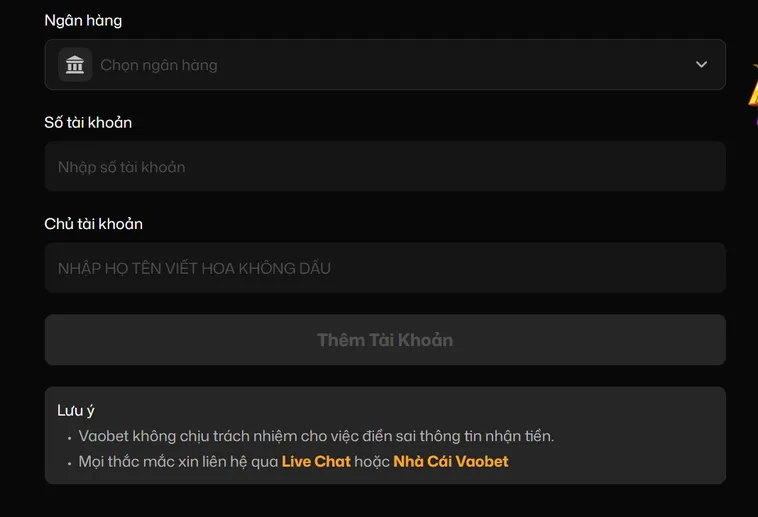 Rút Tiền VaoBet Về Tài Khoản Ngân Hàng Nhanh Gọn Nhất Để Bạn Tận Hưởng Thành Quả Thắng Cược